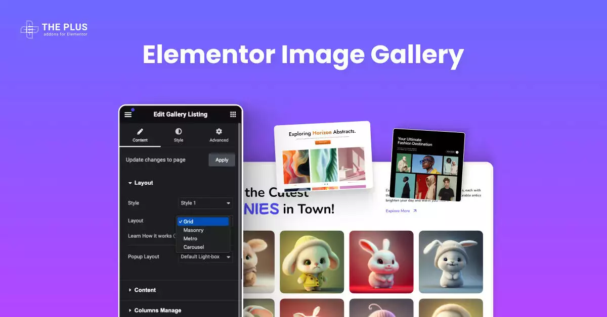 Feature image elementor image gallery elementor image gallery [grid, carousel, metro, masonry layouts] from the plus addons for elementor