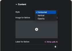 Horizontal vertical and opacity mode before after image comparison slider for elementor from the plus addons for elementor