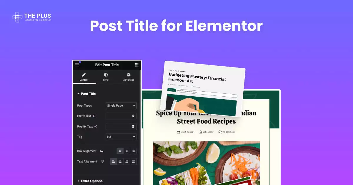 Post title featured img blog post title for elementor from the plus addons for elementor