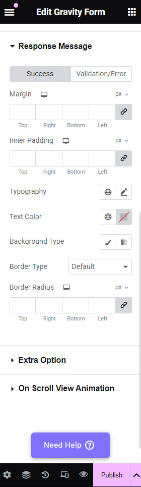 Response message how to style gravity forms [without coding] from the plus addons for elementor