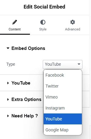 Select youtube option