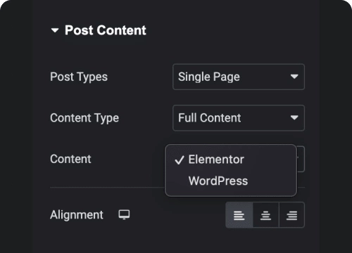 Source content from wordpress or elementor editor blog post content for elementor from the plus addons for elementor