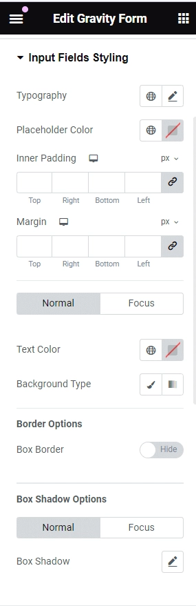 Style the input tab and text area how to style gravity forms in wordpress [without coding] from the plus addons for elementor