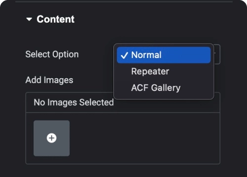 Upload images at bulk in repeater or acf gallery field elementor image gallery [grid, carousel, metro, masonry layouts] from the plus addons for elementor