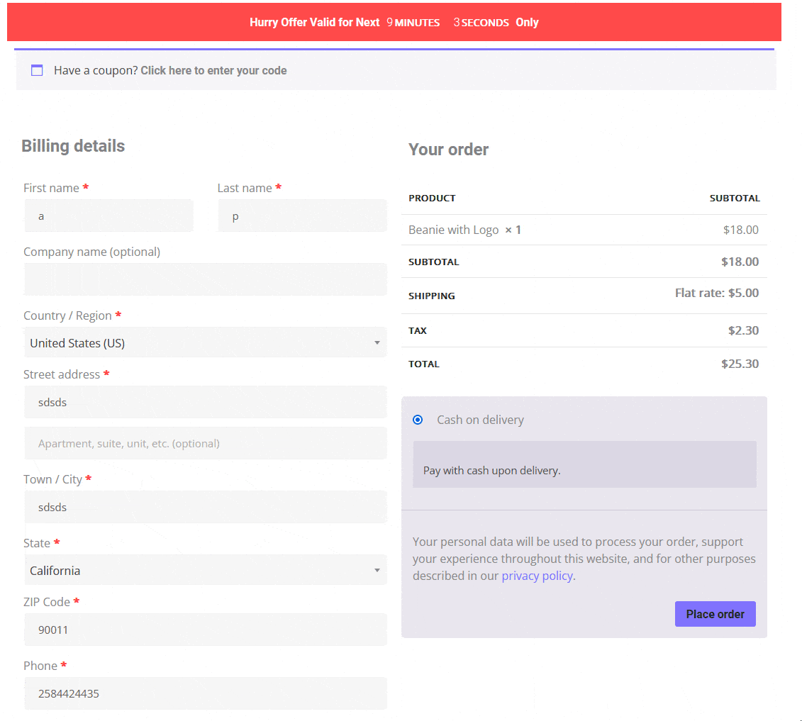 Checkout countdown demo how to add a scarcity countdown timer in woocommerce checkout, cart & product pages? From the plus addons for elementor