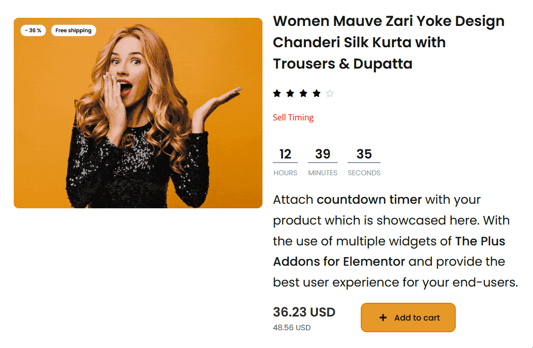 Countdown woocommerce single connect demo how to add a sales countdown timer to a woocommerce product page in elementor? From the plus addons for elementor