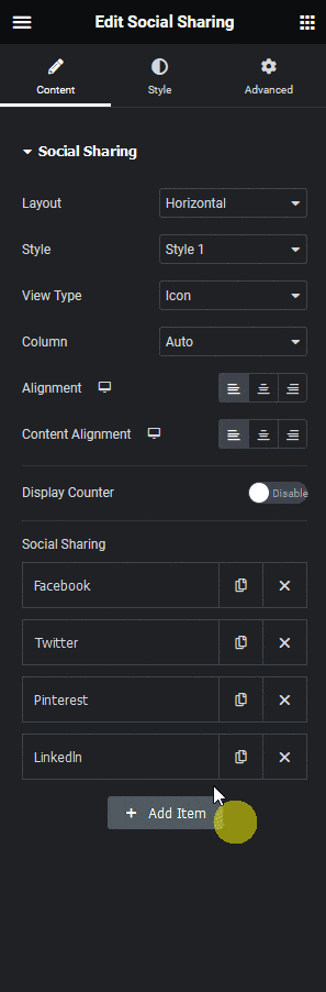Social sharing repeater items how to add social share in elementor? From the plus addons for elementor