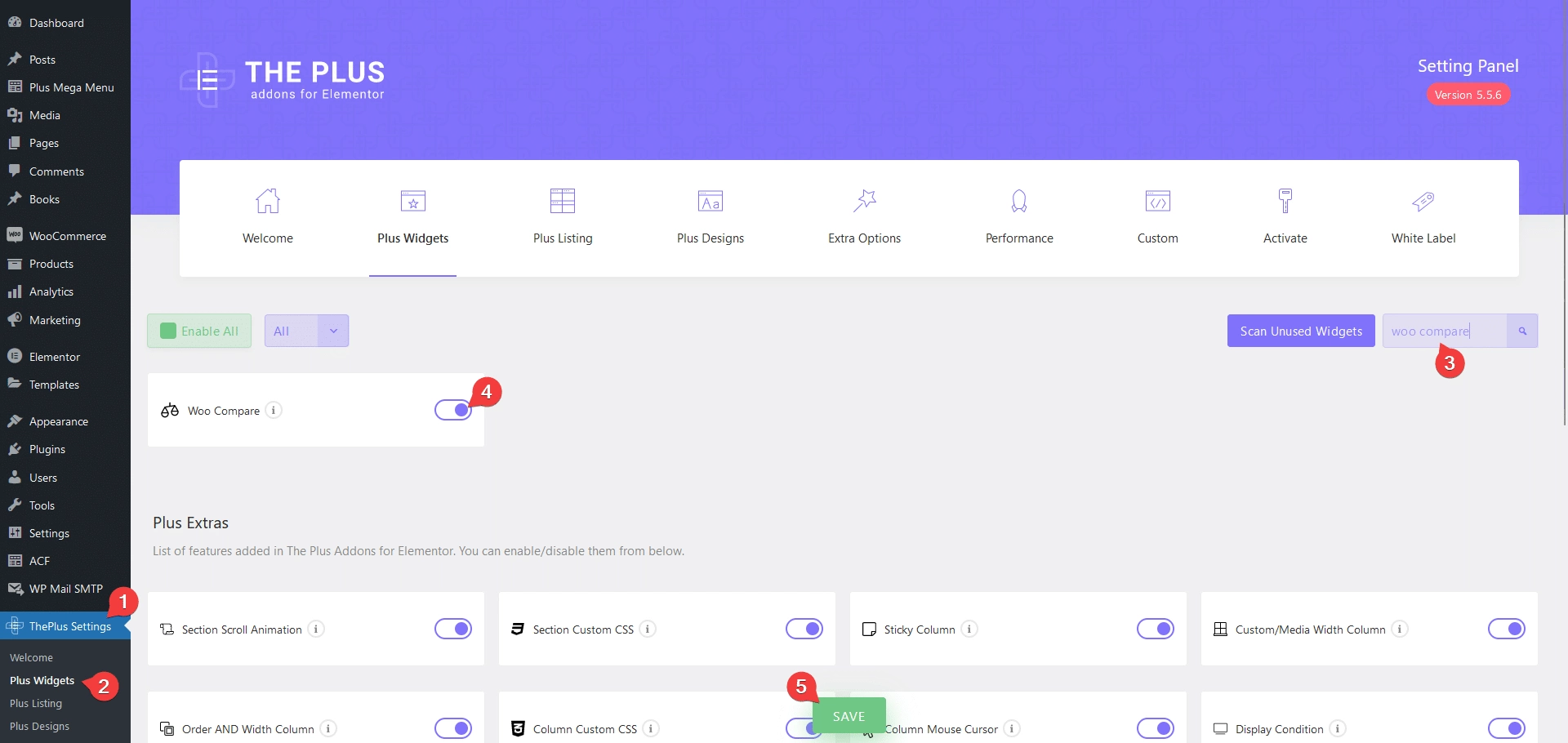 Woo compare activate how to add product compare in elementor? From the plus addons for elementor