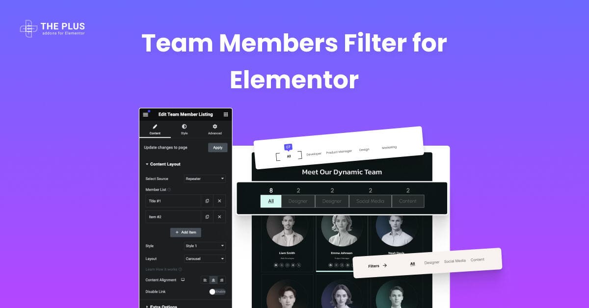 Team Members Filter for Elementor | The Plus Addons for Elementor
