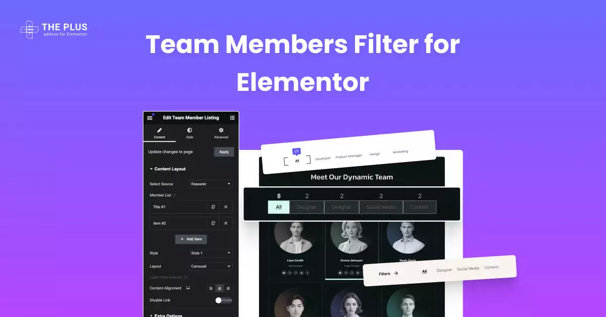 Feature team members filter for elementor team members filter for elementor [category wise filtering] from the plus addons for elementor