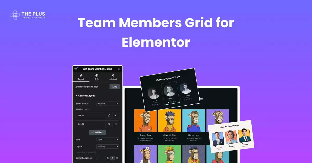 Feature team members grid for elementor team members grid for elementor [free demos included] from the plus addons for elementor