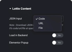 Import lottie from url json code or json file elementor on scroll lottiefiles animation from the plus addons for elementor