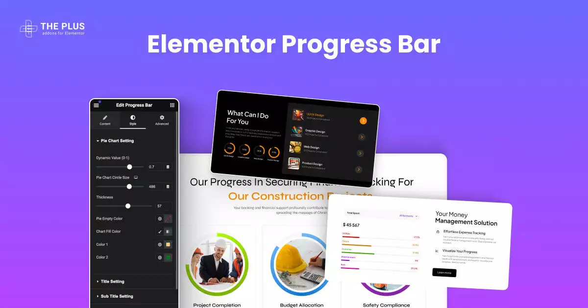 Progress bar progress bar widget for elementor [percentage bar] from the plus addons for elementor