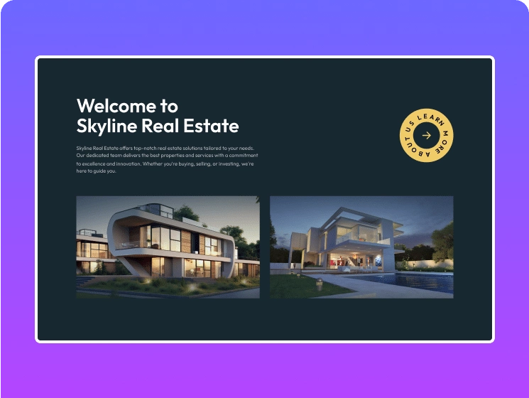 Real estate landing page advanced typography effects advanced typography for elementor [magicscroll, 3d shadow, & more] from the plus addons for elementor