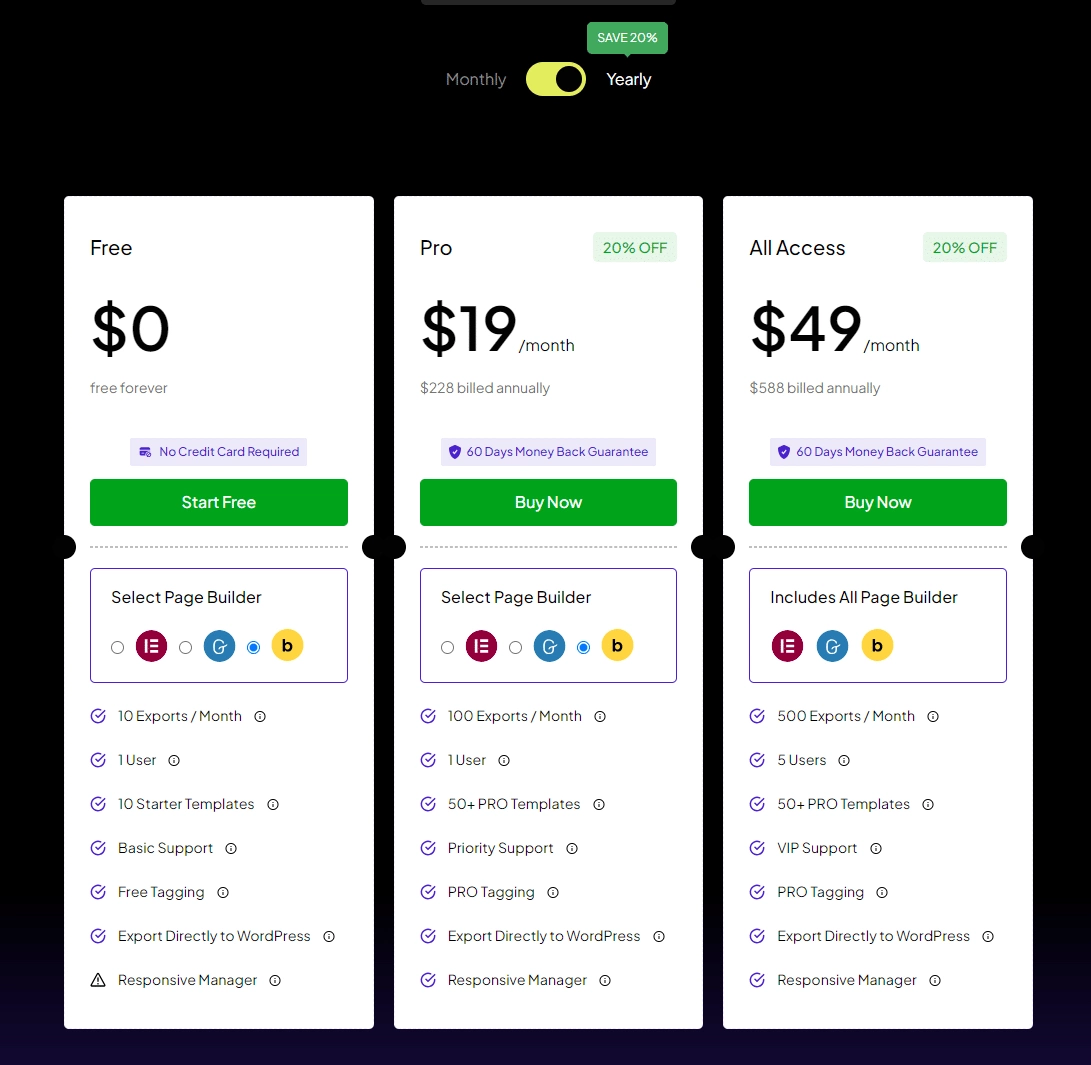 Uichemy pricing page 1 how to convert figma to bricks builder for free? From the plus addons for elementor