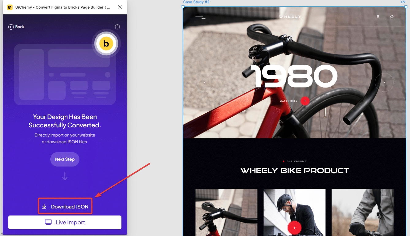 Click on download json in the uichemy how to convert figma to bricks builder for free? From the plus addons for elementor