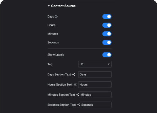 Add day hours minutes and seconds morphing sections (svgs) widget for elementor [blob effect] from the plus addons for elementor