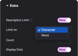 Add description limit based on characters and words advance text block for elementor [free demos included] from the plus addons for elementor