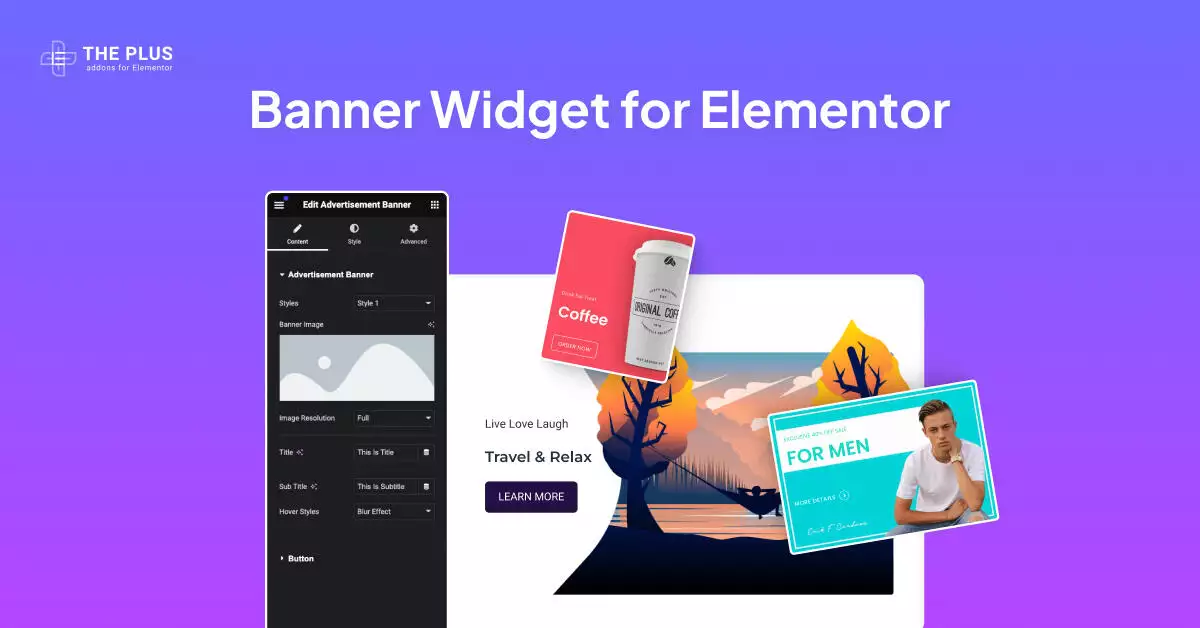 Banner widget for elementor image elementor banner widget [cta ads banner with hover effect] from the plus addons for elementor