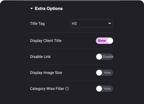 Category wise filter title tag showcase clients logo on elementor [carousel, grid, masonry] from the plus addons for elementor