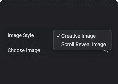Choose from creative image or scroll reveal image creative images for elementor from the plus addons for elementor