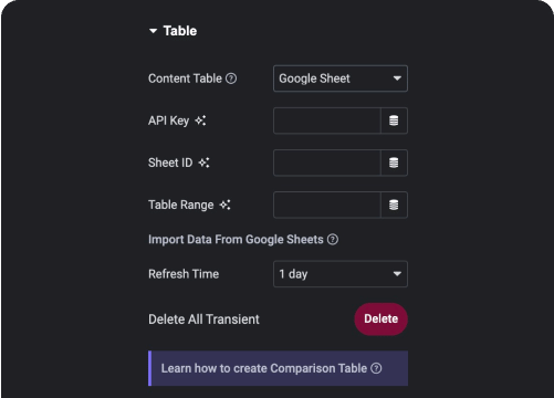 Connect google sheets data table for elementor from the plus addons for elementor