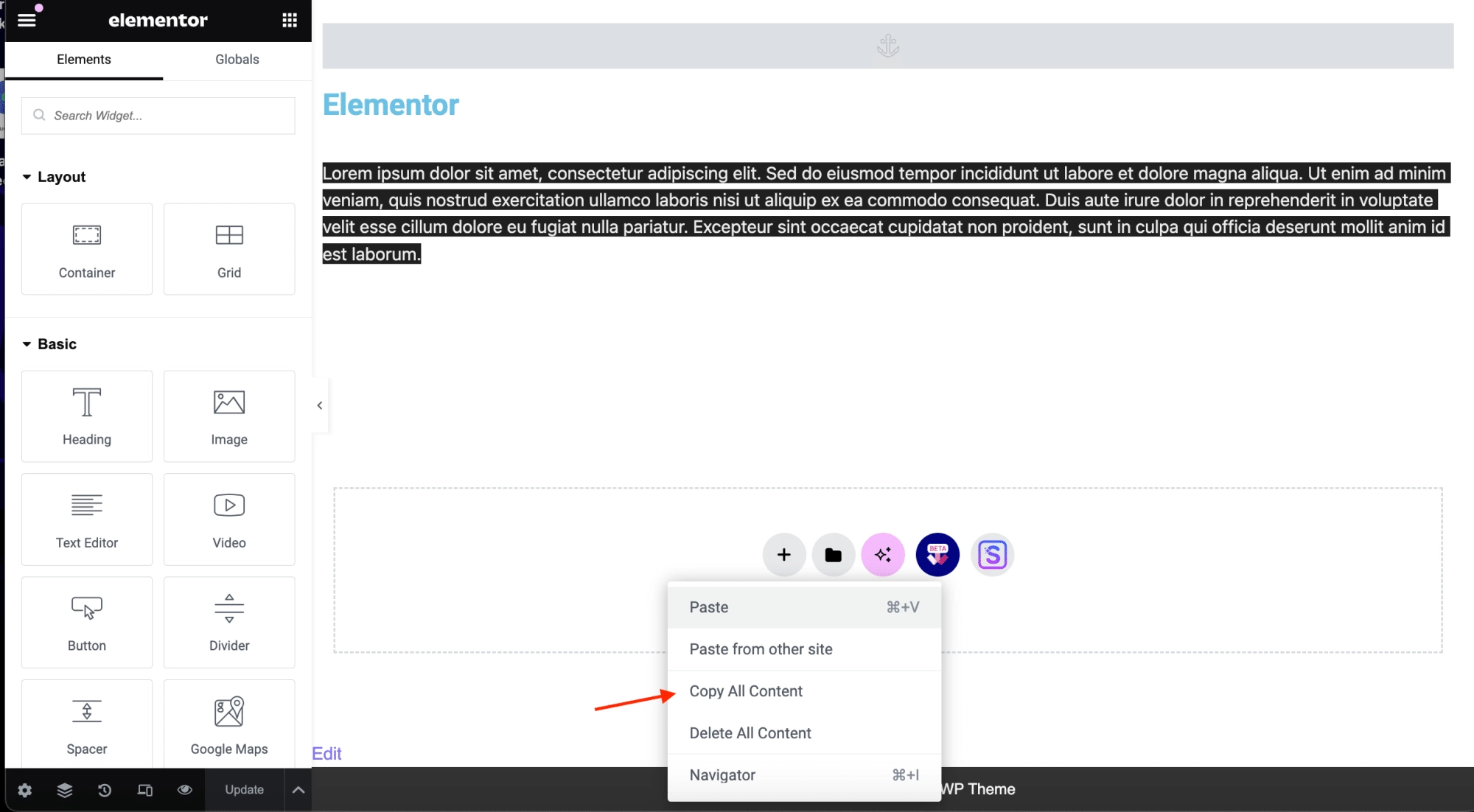 Copy all content how to duplicate a page in elementor [beginners guide] from the plus addons for elementor