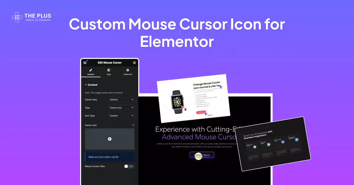 Custom mouse cursor icon for elementor feature image custom mouse cursor icon for elementor [no coding required] from the plus addons for elementor