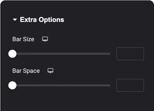 Customize bar size and space advanced charts for elementor [line, bar graph, radar] from the plus addons for elementor