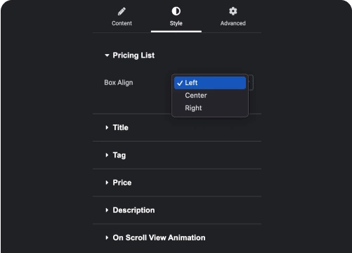 Customize everything pricing list elementor price list widget [ready-to-use demos included] from the plus addons for elementor