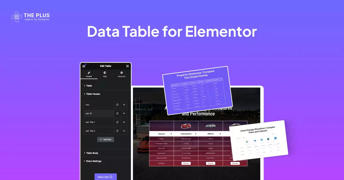 Data table for elementor feature image data table for elementor from the plus addons for elementor