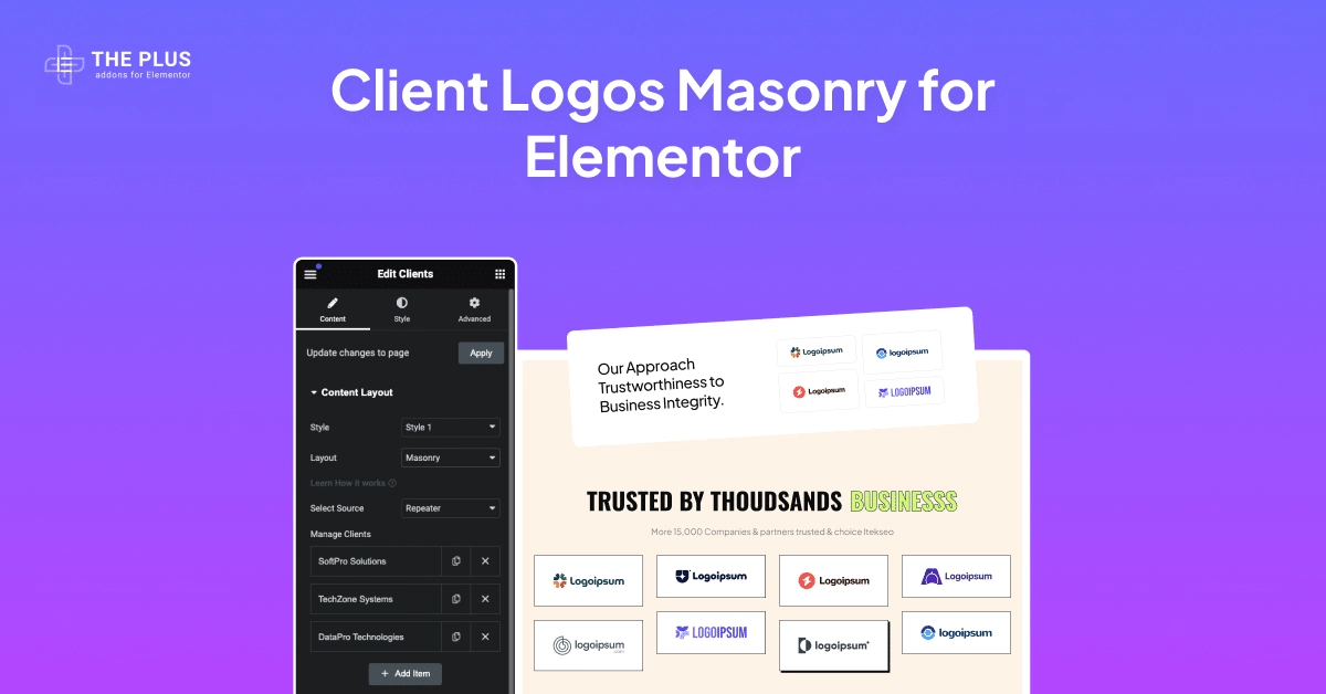 Elementor client logos masonry with free templates elementor client logos masonry [with free templates] from the plus addons for elementor