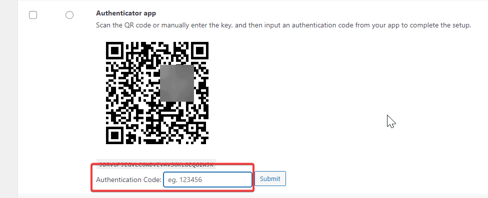 Enter the authentication code from the app how to add two factor authentication for wordpress from the plus addons for elementor