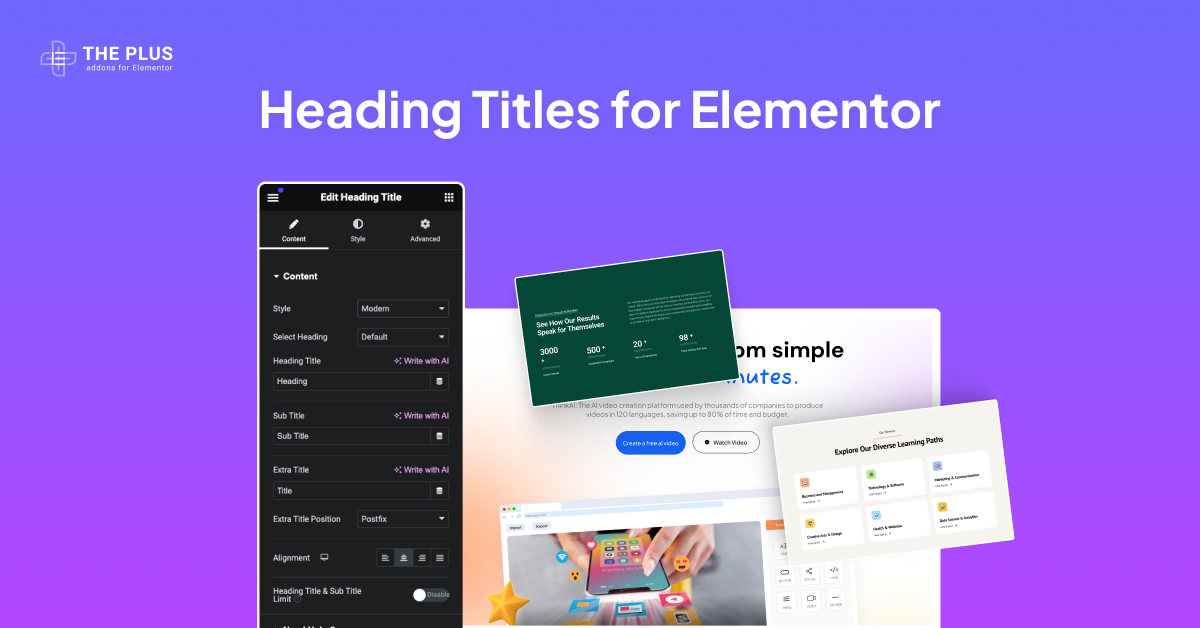 Heading titles for elementor image heading title widget for elementor [seo tag optimized] from the plus addons for elementor