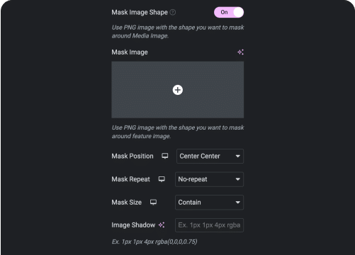 Mask image with any shape creative images for elementor from the plus addons for elementor