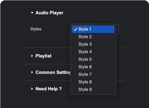 Multiple audio player styles elementor audio player widget [music playlist, podcasts & more] from the plus addons for elementor