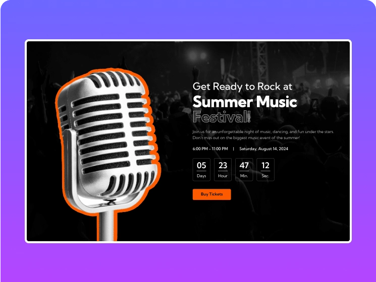 Music event countdown timer elementor countdown timer widget [sale, evergreen & more] from the plus addons for elementor