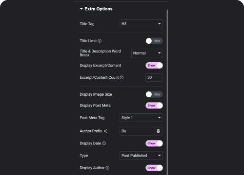 Post settings elementor blog post listing [carousel, grid, metro & more] from the plus addons for elementor