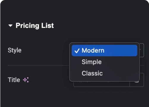 Pricing list style elementor price list widget [ready-to-use demos included] from the plus addons for elementor