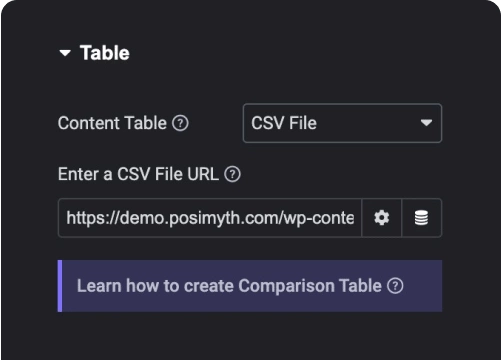 Upload csv file data table for elementor from the plus addons for elementor