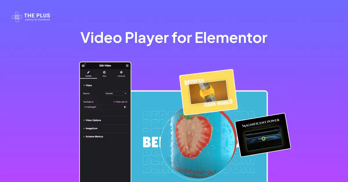 Video player for elementor image video player widget for elementor [selfhost, youtube & vimeo] from the plus addons for elementor