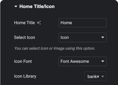 Add home icon and elementor breadcrumbs bar widget [search engine optimized] from the plus addons for elementor