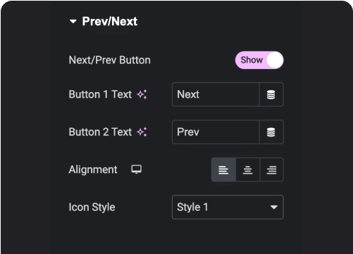 Add next and prev buttons carousel remote sync for elementor from the plus addons for elementor