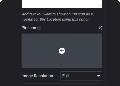 Add pin image for maps elementor google maps widget [with multiple locations] from the plus addons for elementor