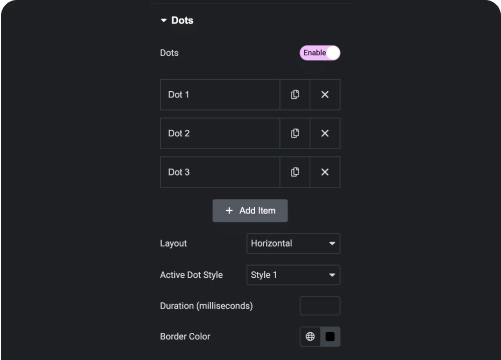 Connect dots with page scroll carousel remote sync for elementor from the plus addons for elementor