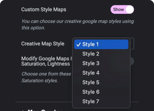 Create custom maps styles elementor google maps widget [with multiple locations] from the plus addons for elementor