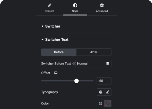 Customize everything dark mode free elementor dark mode widget [light/dark toggle switcher] from the plus addons for elementor