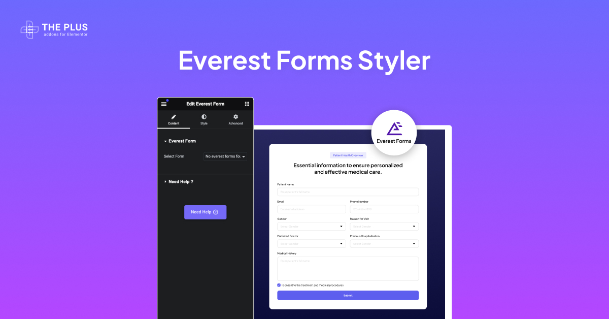 Everest forms styler image free everest forms styler for elementor [no code solution] from the plus addons for elementor