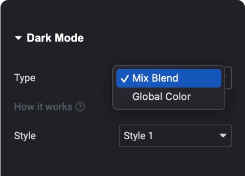 Global Color and Mix Blend Mode | The Plus Addons for Elementor Global color and mix blend mode dark mode switcher for elementor from the plus addons for elementor