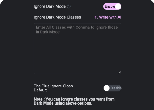 Ignore particular classes or images with css classes free elementor dark mode widget [light/dark toggle switcher] from the plus addons for elementor